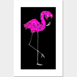 Flamingo Doodle White Posters and Art